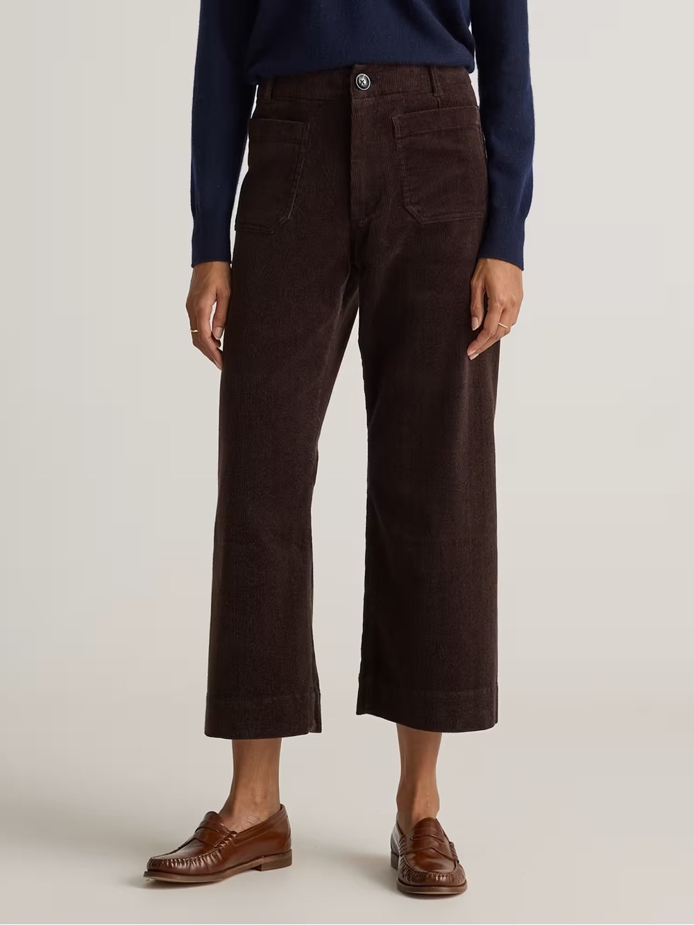 Quince Organic Cotton Corduroy Cropped Wide Leg Pants Size 10 Espresso